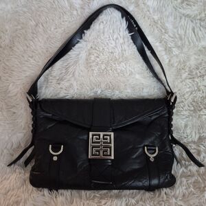 Givenchy Black Leather Shoulder Baguette Bag